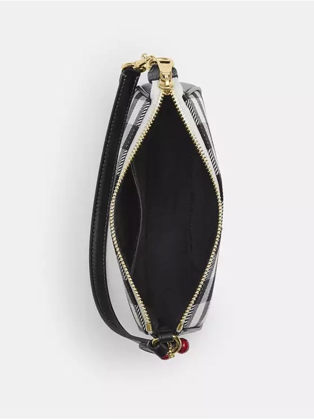 New Coach Black and White Gingham Nolita 19 Bag with Cherry Charm - Picture 4 of 10
